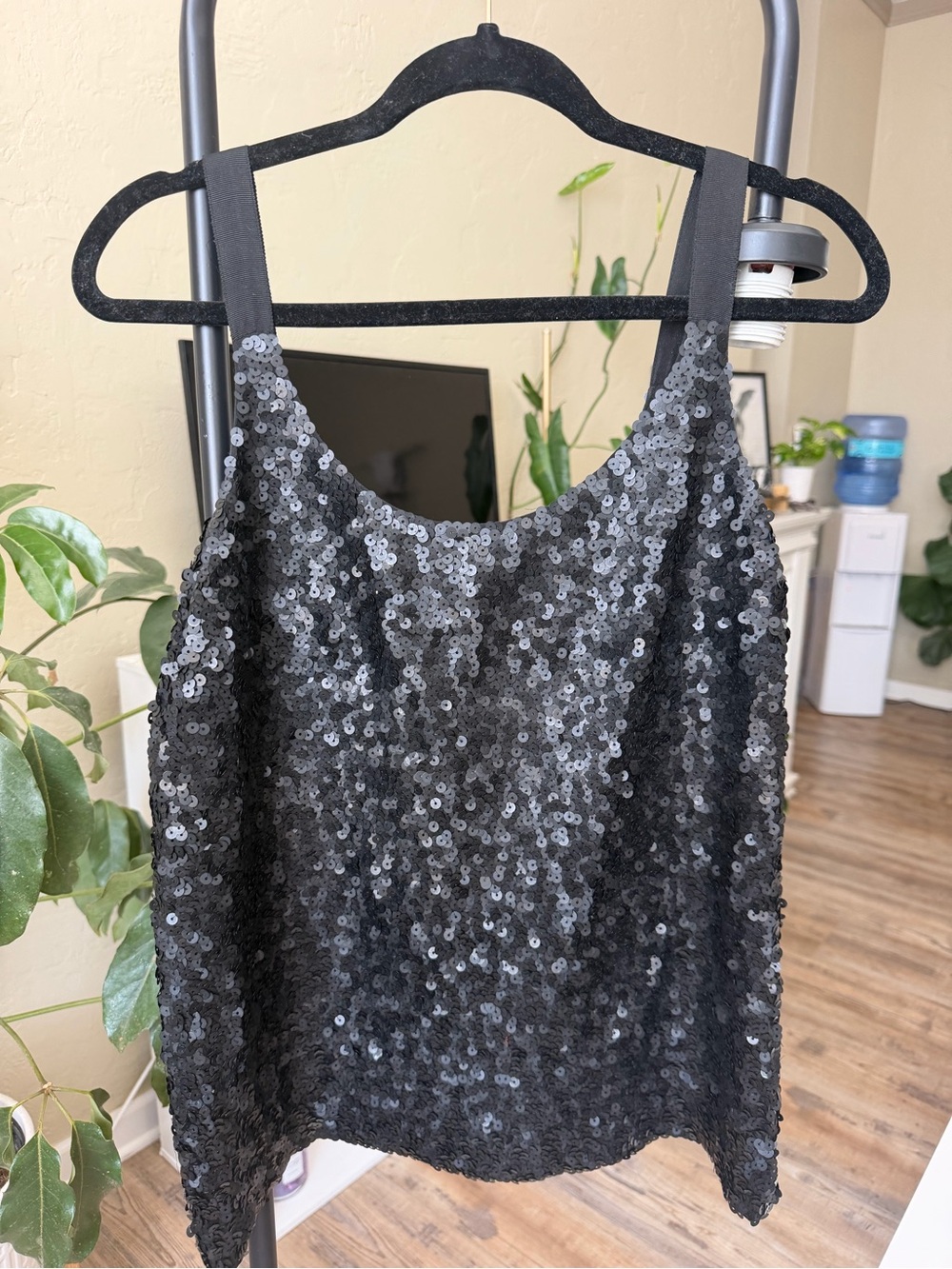 Theory Black Sequin Tank Top